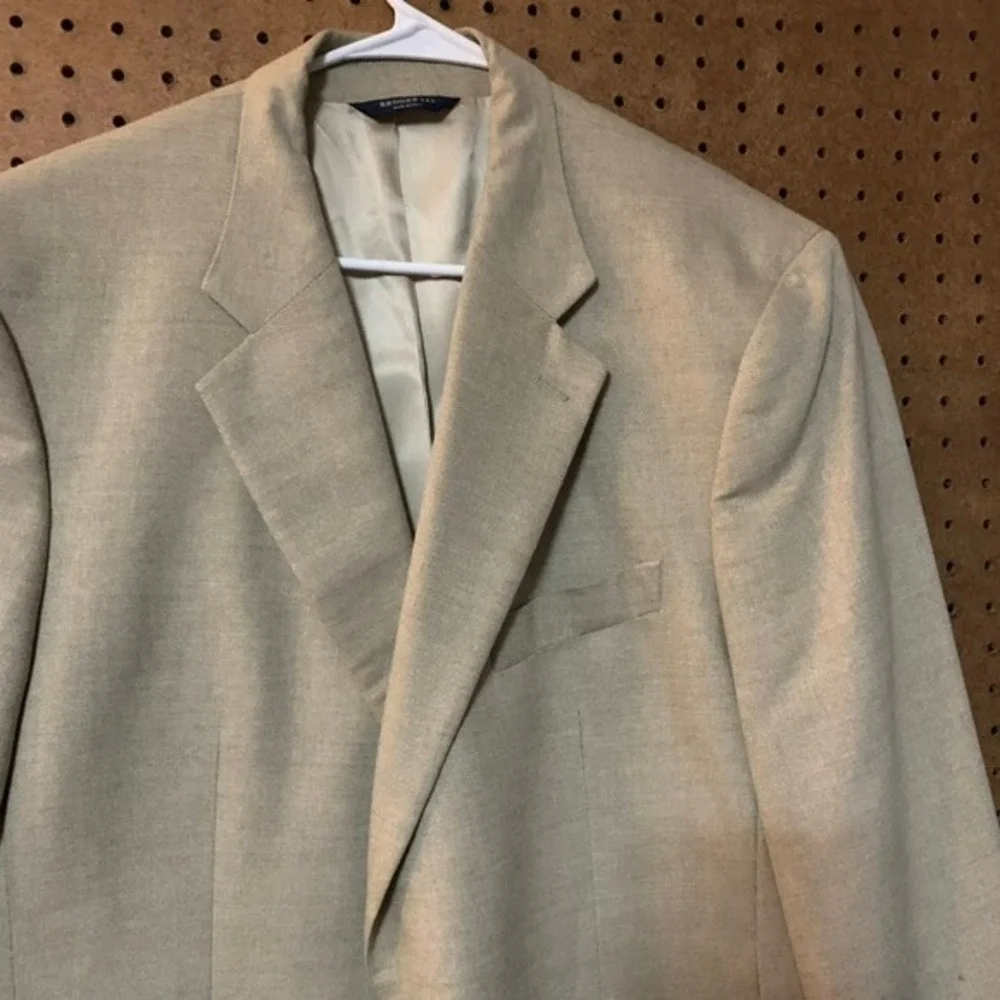 Brooks 346 Mens Blazer Jacket Tan Wool Silk‎ Blend Two Button Sport Coat 44 L